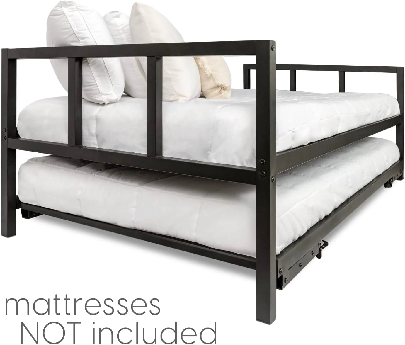 Milliard Twin Daybed and Fold-up Trundle Set. Frame - Mattresses Sold Separately (Black)