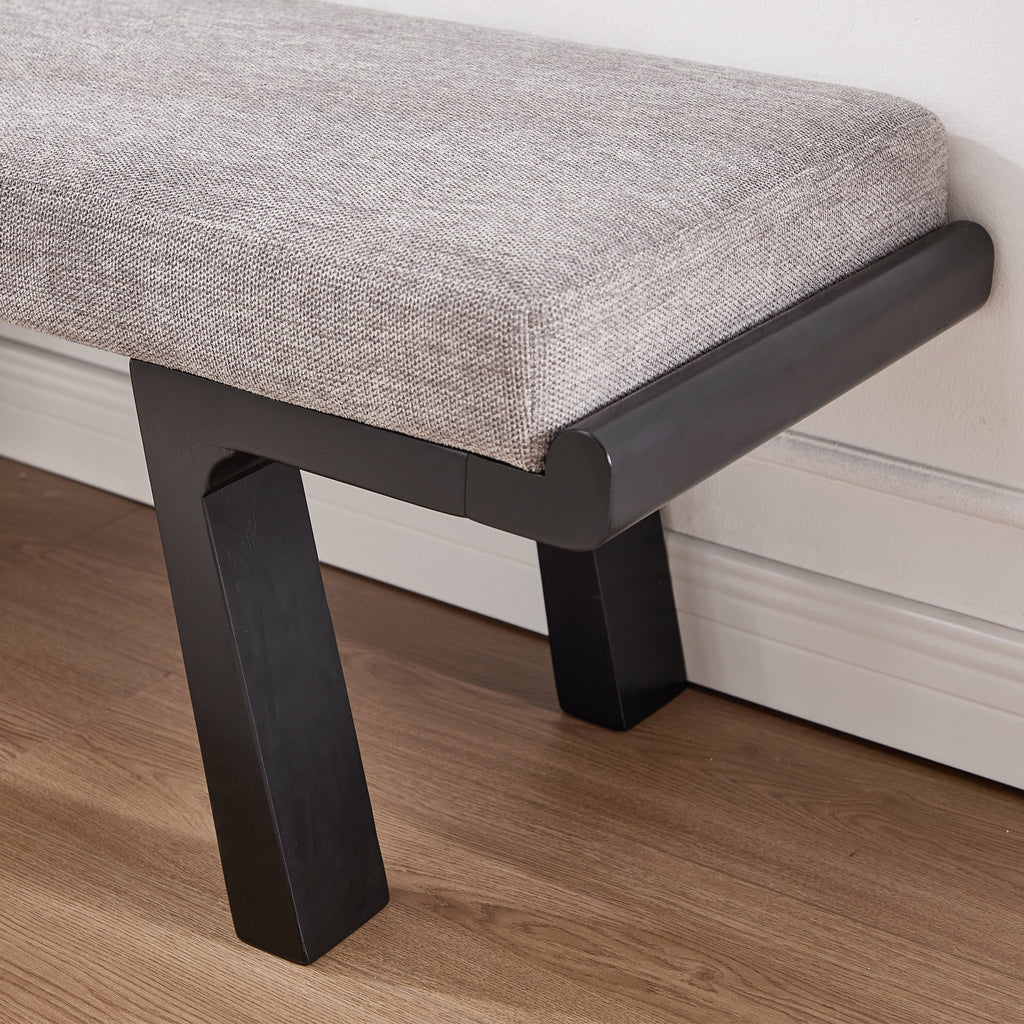 Zesthouse 47.4 Linen Upholstered Bench. Entryway Bench with Solid Wood Legs. Modern Ottoman Bench for Living Bedroom Room. Beige