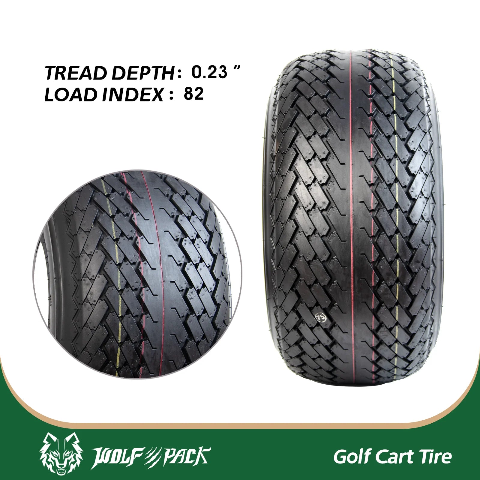 Set 4 WOLF PACK 18X8.5-8 6PR Golf Cart Tires Non-Directional Tubeless Tire Multi-Terrain Tire with Superior Traction and Mud-Resistant Self-Cleaning Tread Design for Long-Lasting Performance