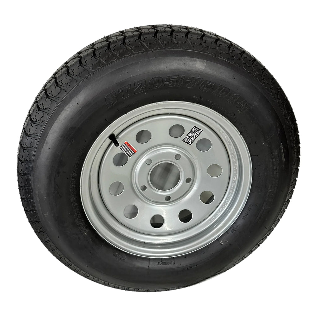 2-Pack Trail Tire on Rim ST205/75D15 Tex Star LRC 6 Ply Bias 5 Lug Silver Modular Wheel 5X5 Bolt Pattern