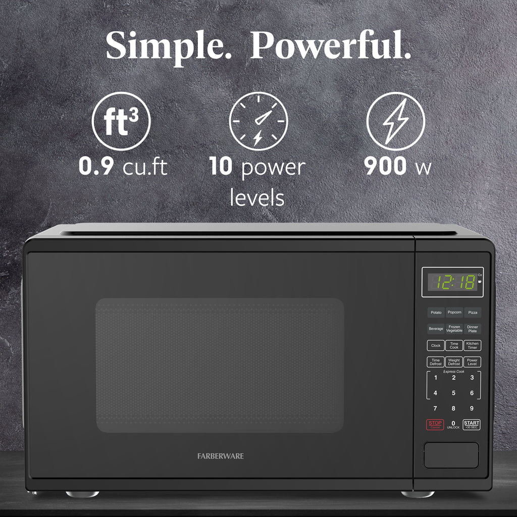 Farberware Countertop Microwave Ov 1100 Watts. 2.2 cu ft - Smart Sensor With LED Lighting and Child Lock - Perfect for Apartments and Dorms - Easy Clean Black Interior. Stainless Steel
