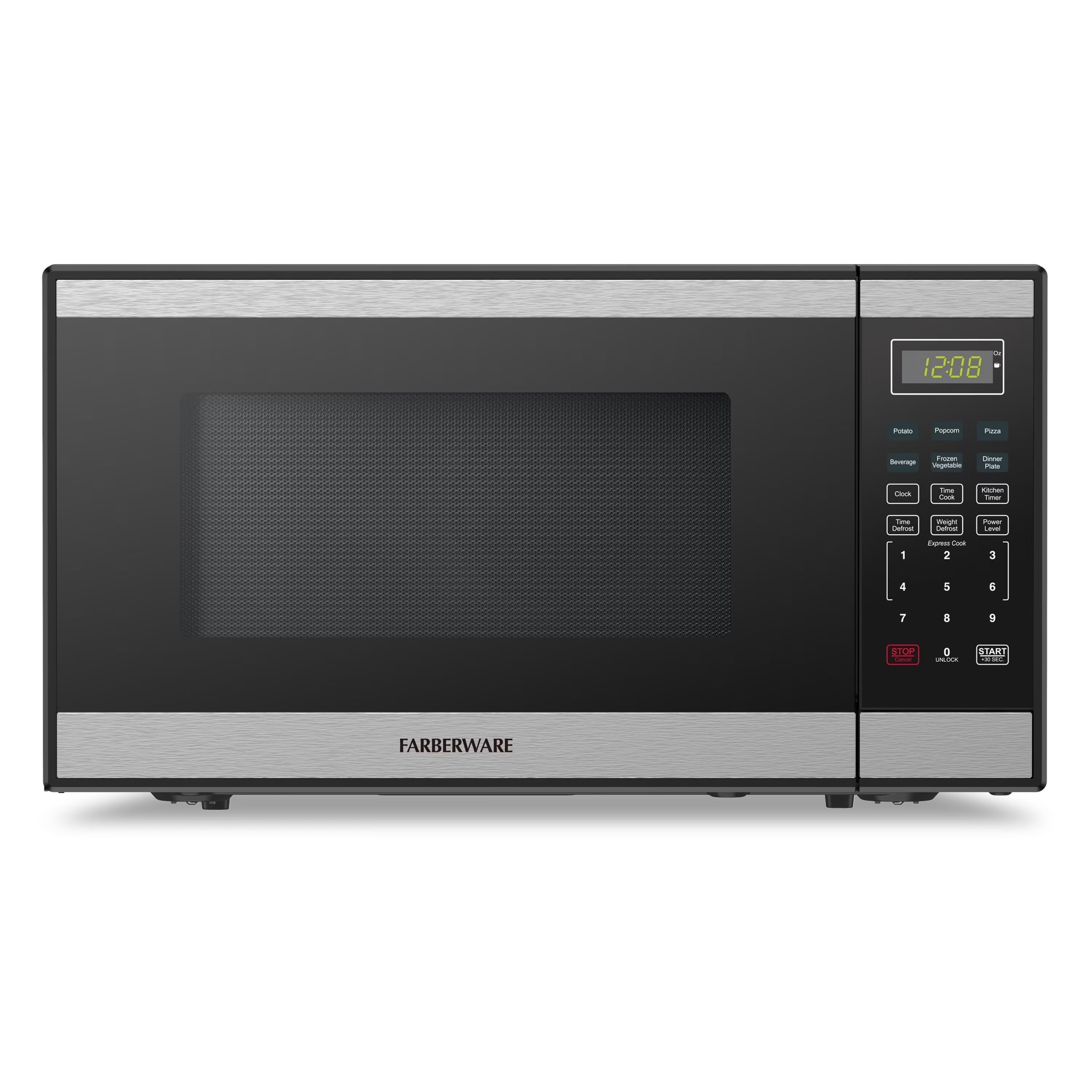 Farberware Countertop Microwave Ov 1100 Watts. 2.2 cu ft - Smart Sensor With LED Lighting and Child Lock - Perfect for Apartments and Dorms - Easy Clean Black Interior. Stainless Steel