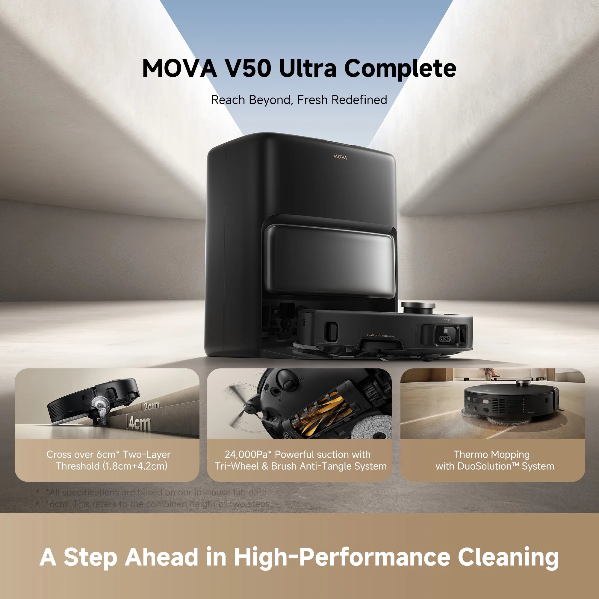 MOVA P50 Pro Ultra Robot Vacuum Cleaner Removable&Liftable Mop.Anti-Tangle.Self Drying&Cleaning