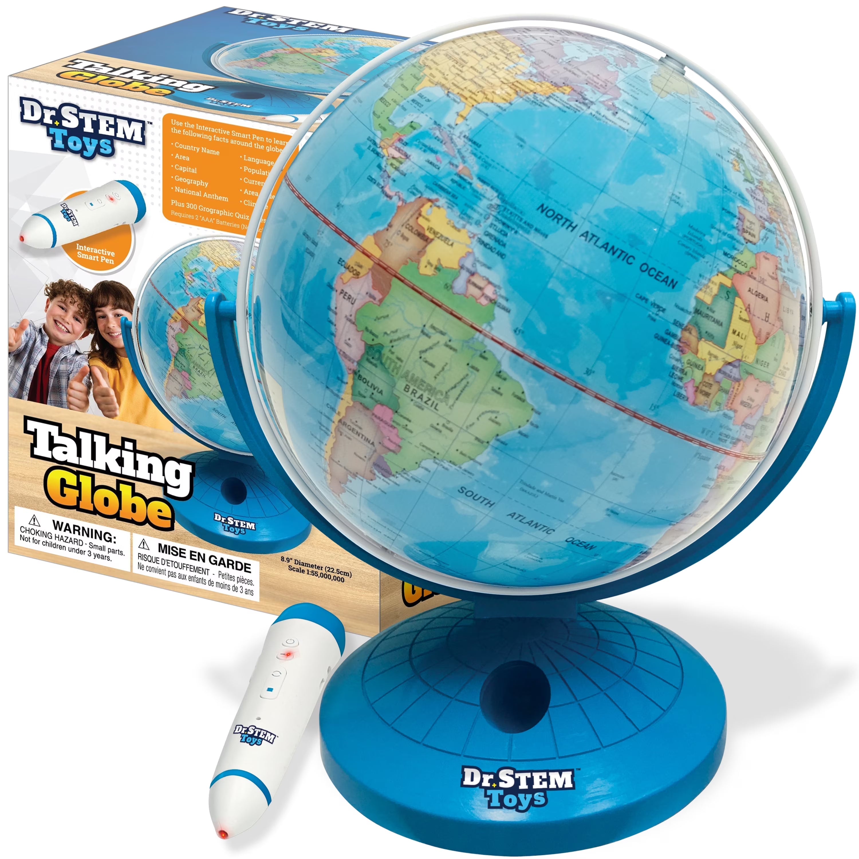 Dr. STEM: Interactive Talking Globe - Touch & Learn. Geographic Education Learning Set. Smart Pen. Electronic Game Panel. 300 Quiz Questions. Kids 6+