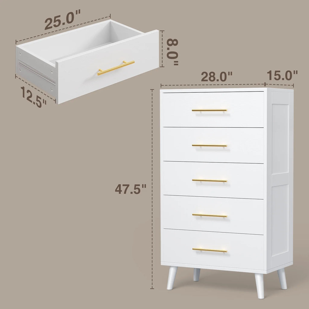 Bedroom Furniture Set - Includes Queen Bed Frame. Nightstands Set of 2. 5-Drawer Dresser & Double Wide 6-Drawer Dresser - Modern Storage Solution for Stylish Home Decor. Black