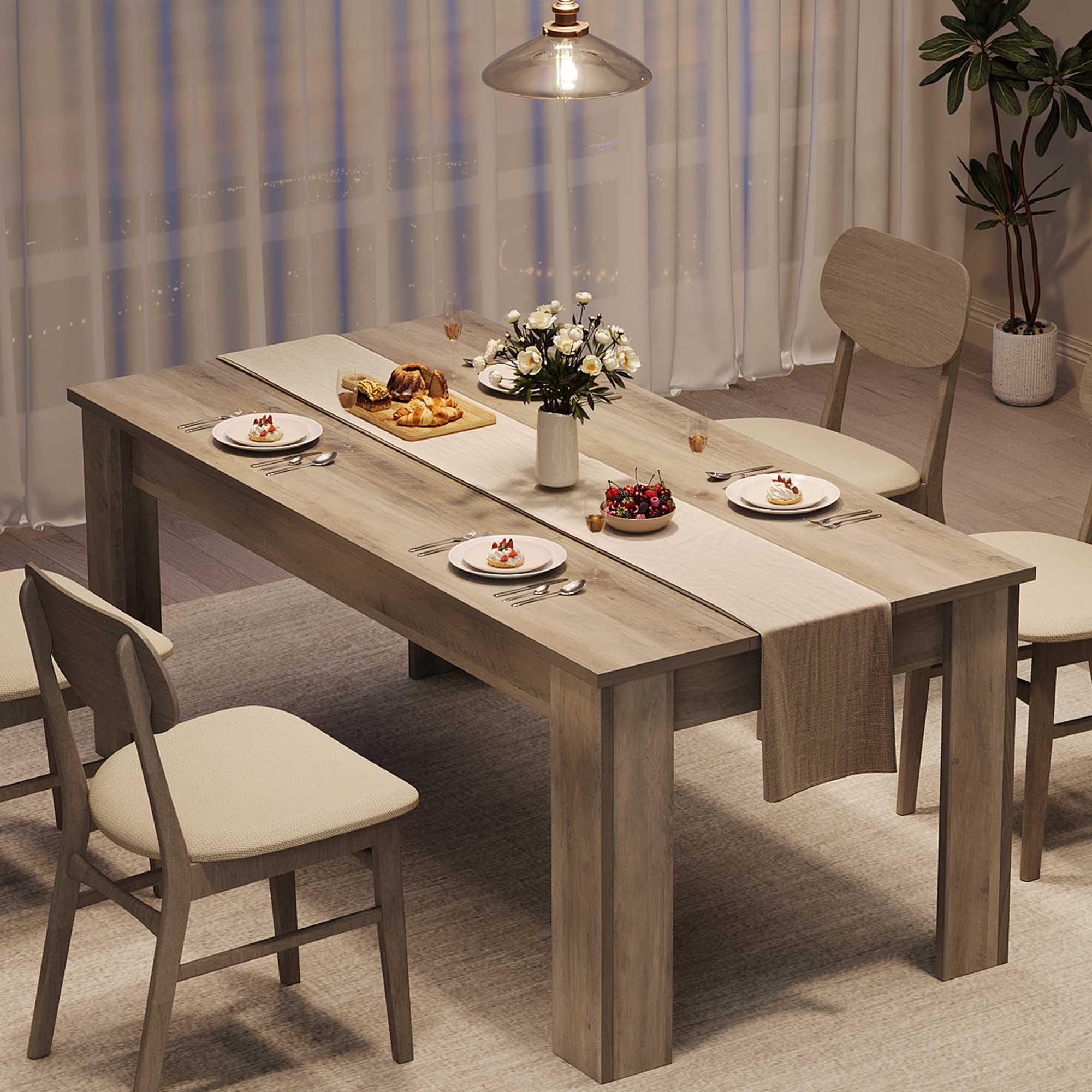 Dining Table for 4-6.63-inch Dining Tables for 4.Farmhouse Kitchen Table with Large Tabletop.Rectangular Dining Room Table.Kitchen Dining Table Dinner Table for Kitchen.Living Room��Only table��
