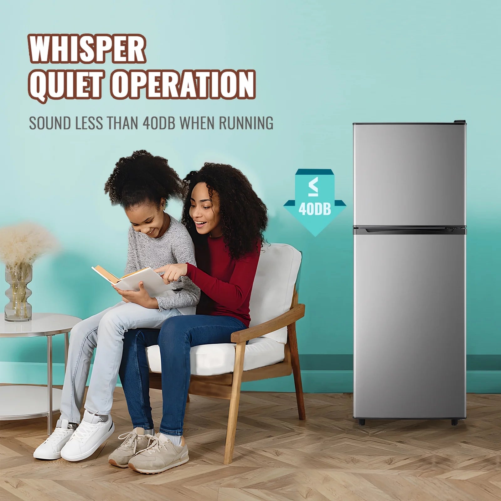 WANAI 4.5 Cu.ft Large Size Mini Fridge with Adjustable Thermostat. Compact Refrigerator Silver. New