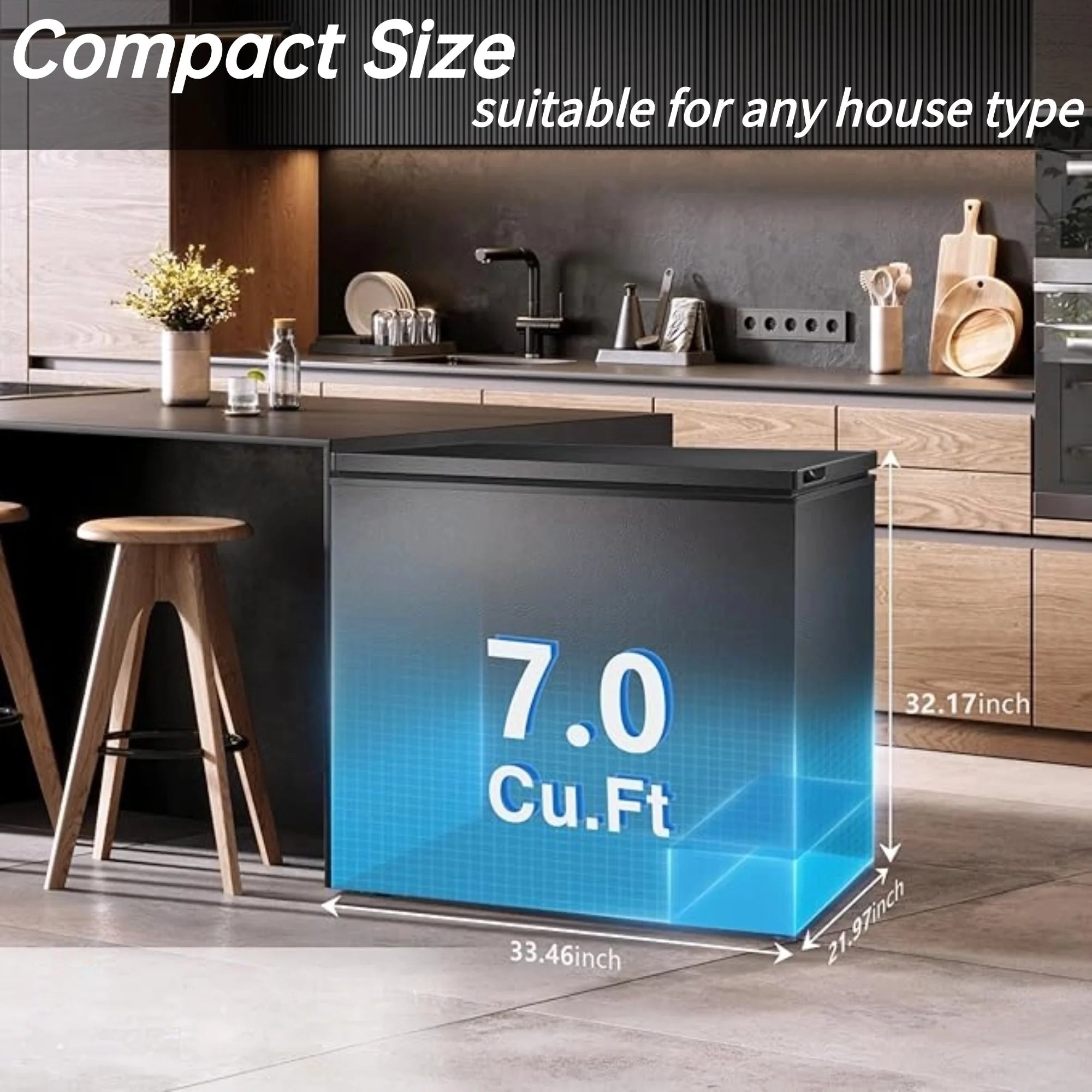 Auseo 8.7 cu. ft. Chest Deep Freezer with Adjustable Temperature. Free Standing Top Open Door Compact Freezer with 3 Removable Basket for Kitchen. Home. Bar. Garage. Office