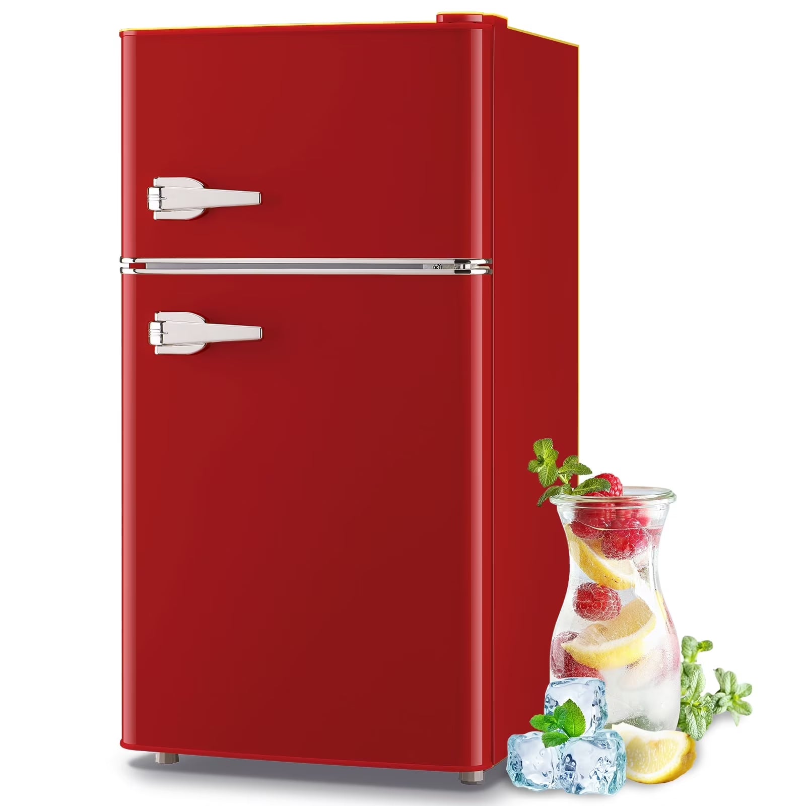 Tacool 3.5 Cu.ft Retro Mini Fridge with Freezer. 2 Door Small Refrigerator with 7 Adjustable Thermostat for Home. Blue