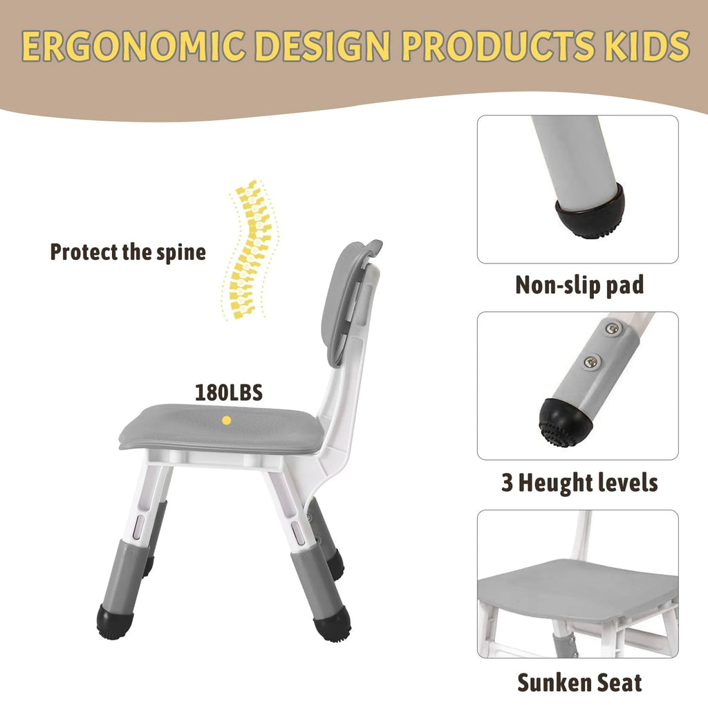 TROPOW Kids Table and Chairs.Height Adjustable Toddler Table and 6 Chair.Multi-Activity Table with Graffiti Desktop Non-Slip Legs for Ages 2-10.Children Activity Table for Daycare.Classroom.Blue