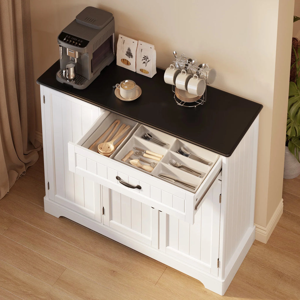 Coffee Bar. Lofka 42 Kitchen Storage Cabinet. Sideboard Buffet Cabinet with 8 Shelves. 1 Drawer