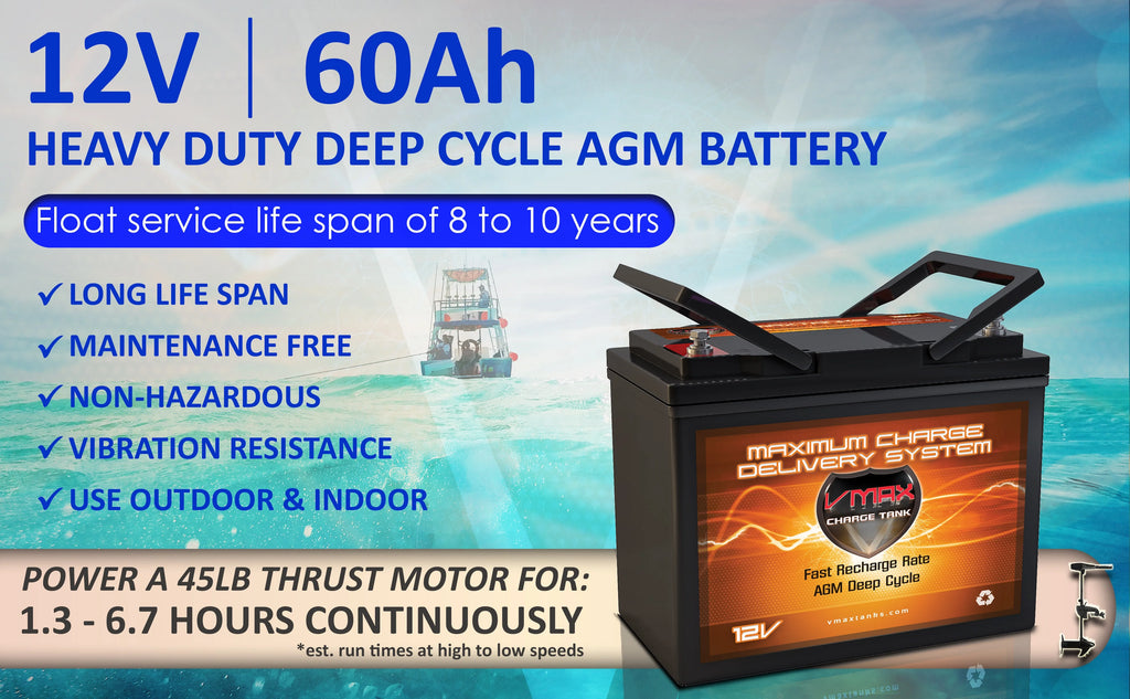 vmax mr96-60 12v 60ah agm deep cycle marine battery for motorguide bulldog 40 freshwater tm foot control 12v. 40lb trolling motor