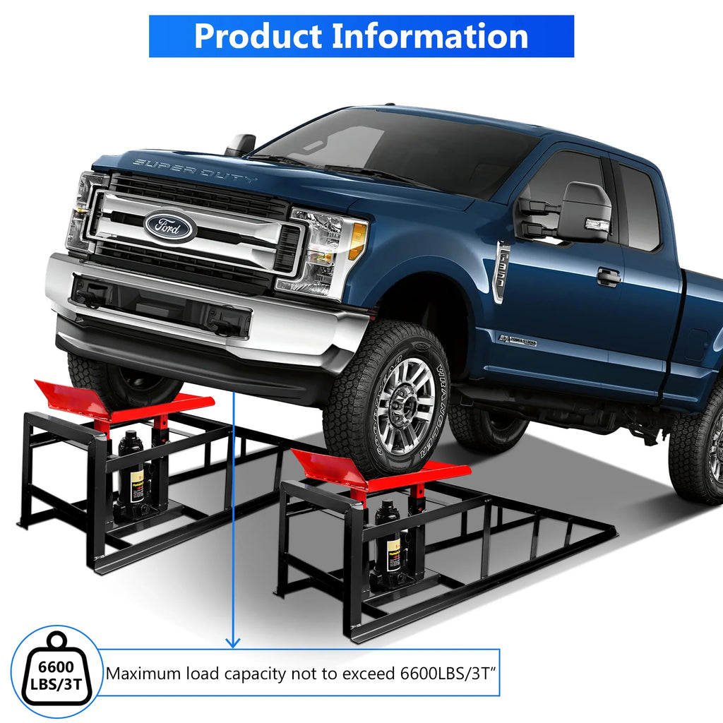 Lafati 2-Pack Hydraulic Car Ramps: Heavy-Duty Vehicle Ramps with 5T / 10000lbs Jack Load Capacity. Portable Design for Effortless Oil Changes and Car Lifts