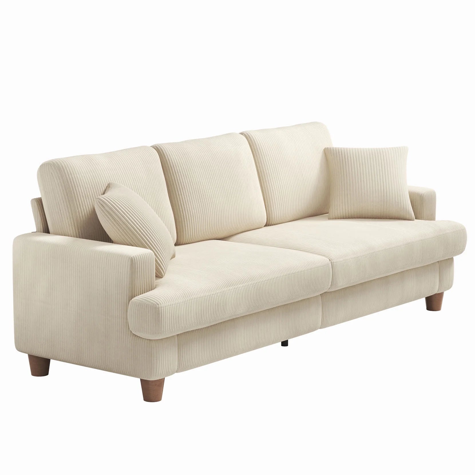87 Corduroy Sofa.3 Seater Sofa with Extra Deep Seats.Neche Comfy Upholstered Couch for Living Room.2 Pillows.Green