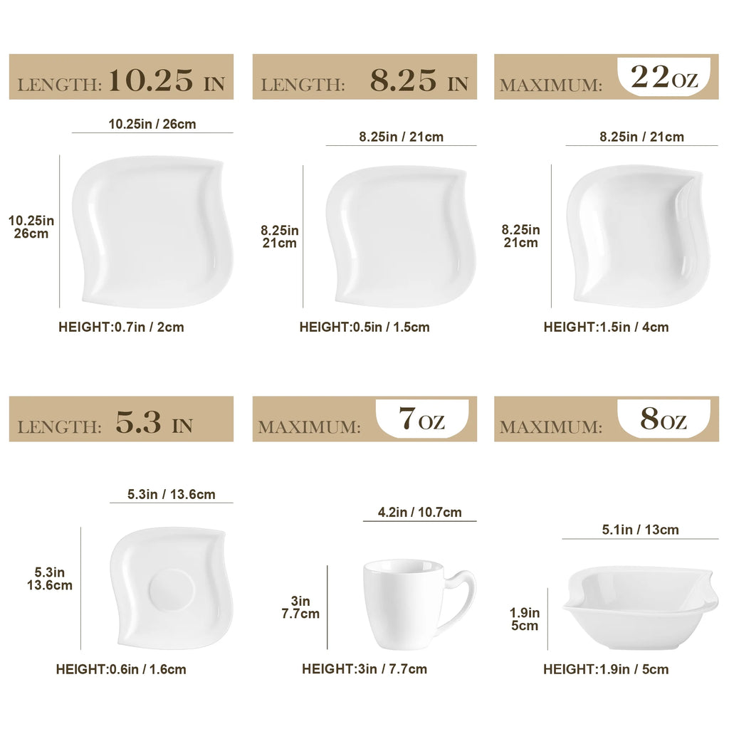 vancasso 36 pcs Dinnerware Sets. Plates and Bowls Set for 6. Porcelain Dinner Set. Marble Gray