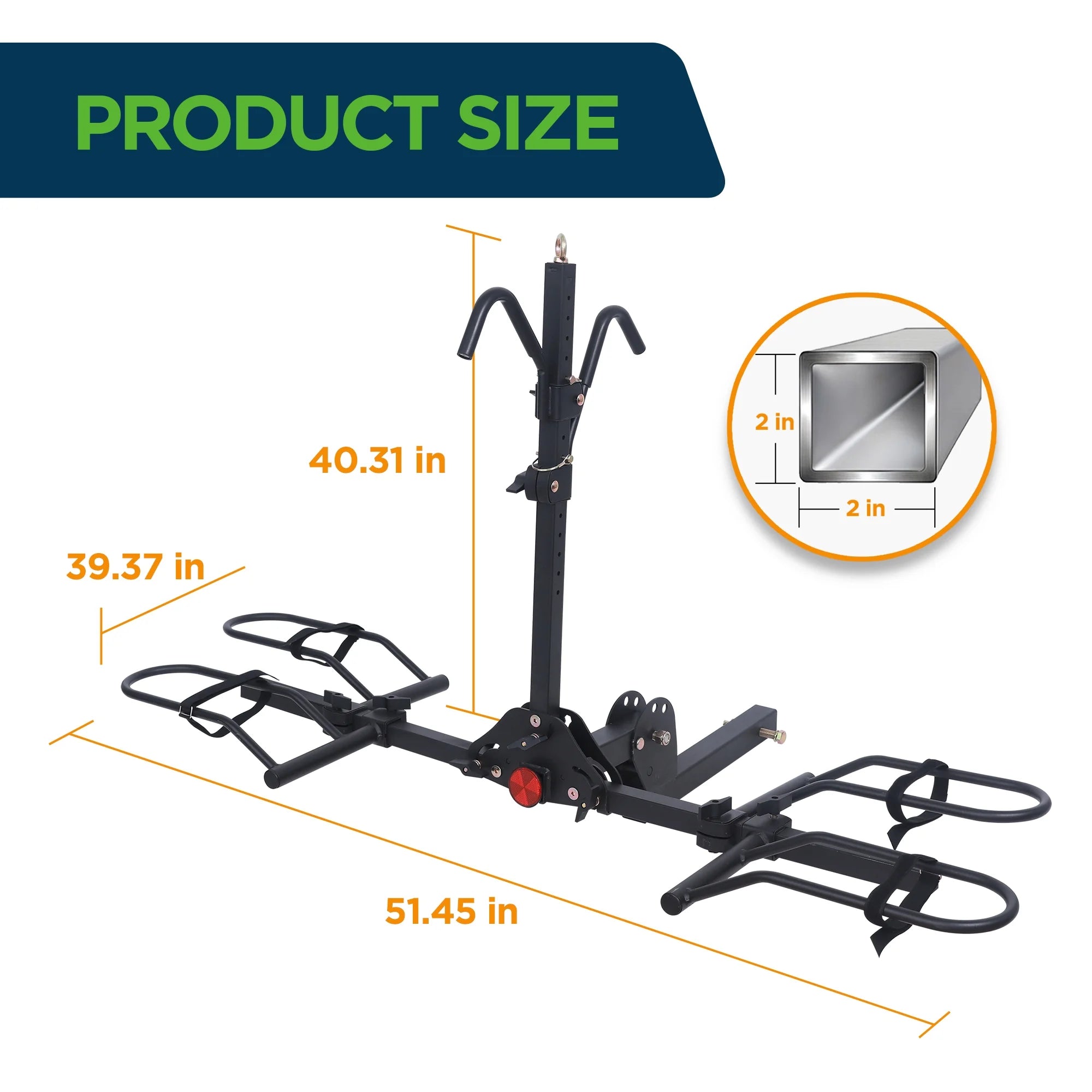 Young Electric Ebike Rack. 200lb Capacity. Alloy Steel Hitch Mount. Fits 5-Inch Fat Tire Bikes. 2-Inch Receiver