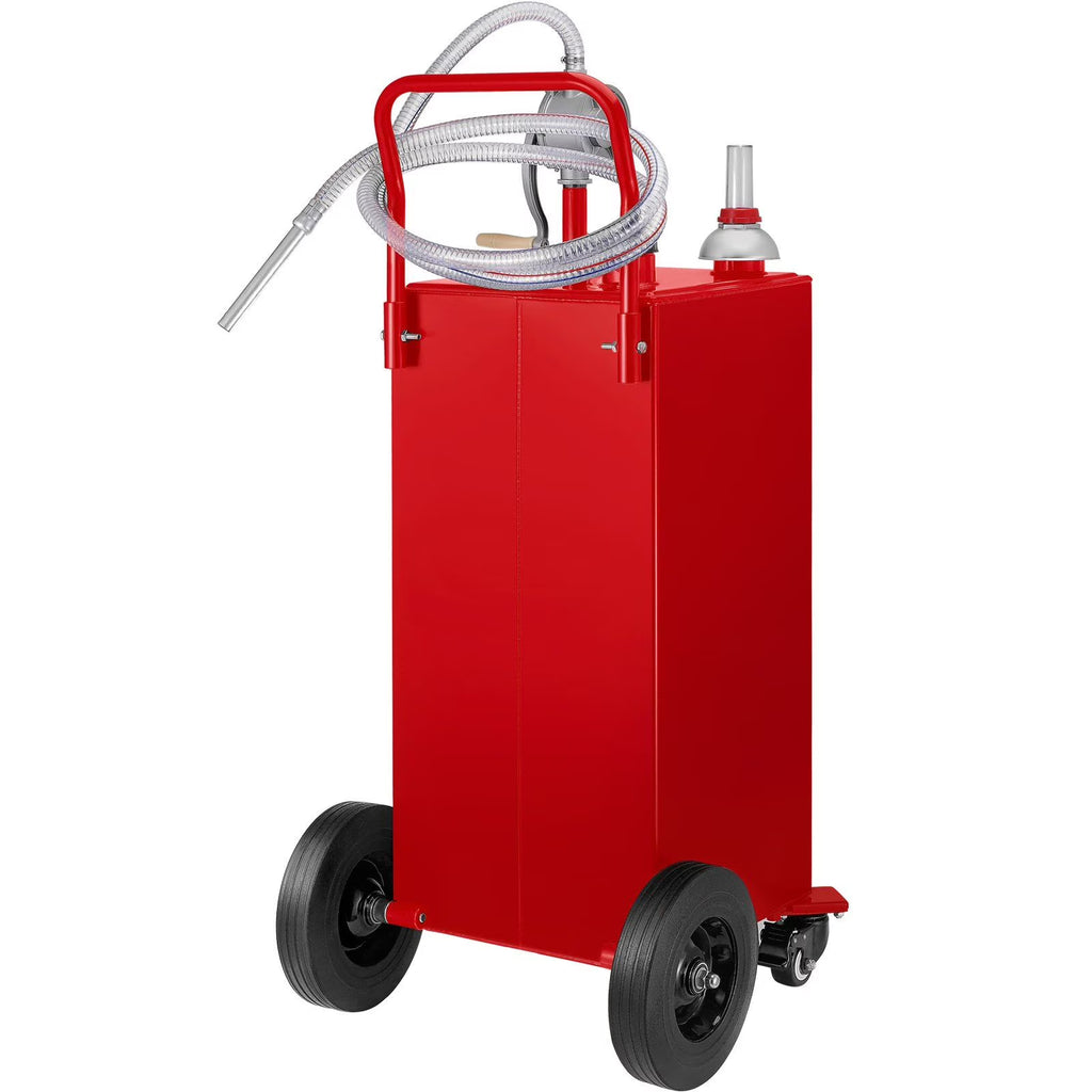 VEVOR 30 Gallon Fuel Caddy. Gas Storage Tank & 4 Wheels. with Manuel Transfer Pump. Gasoline Diesel Fuel Container for Cars. Lawn Mowers. ATVs. Boats. More. Red