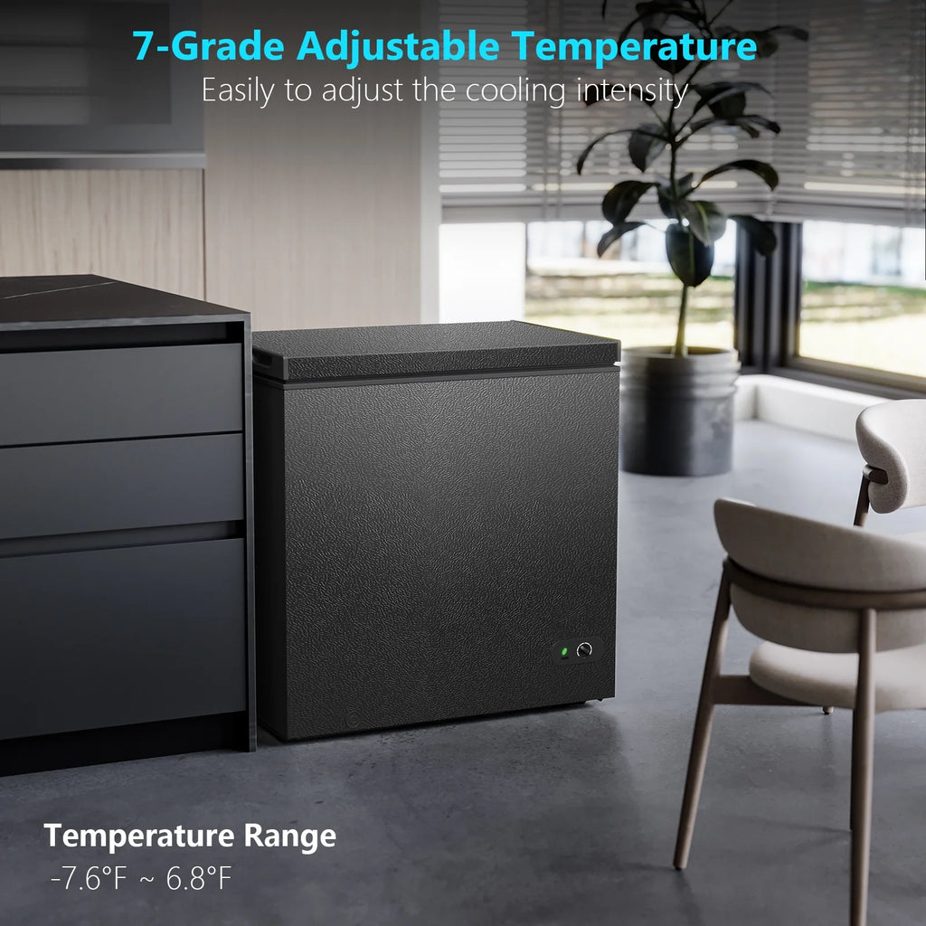 KNDKO 7.0 cu.ft. Chest Freezer with Adjustable Temperature. Free Standing Top Open Door Compact Freezer with Removable Basket for Kitchen/Home/Bar/Garage/Office