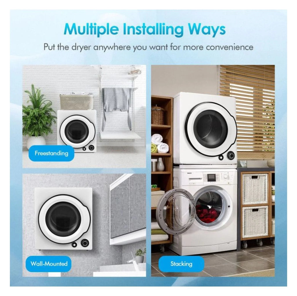 Electric Laundry Dryer. 13.2lbs Compact Tumble Dryer with Stainless Steel Tub. 4 Drying Modes. 2 Heat Settings. ETL Certified - for Apartments. Dorms. RVs