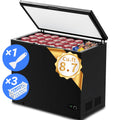 Auseo 8.7 cu. ft. Chest Deep Freezer with Adjustable Temperature. Free Standing Top Open Door Compact Freezer with 3 Removable Basket for Kitchen. Home. Bar. Garage. Office
