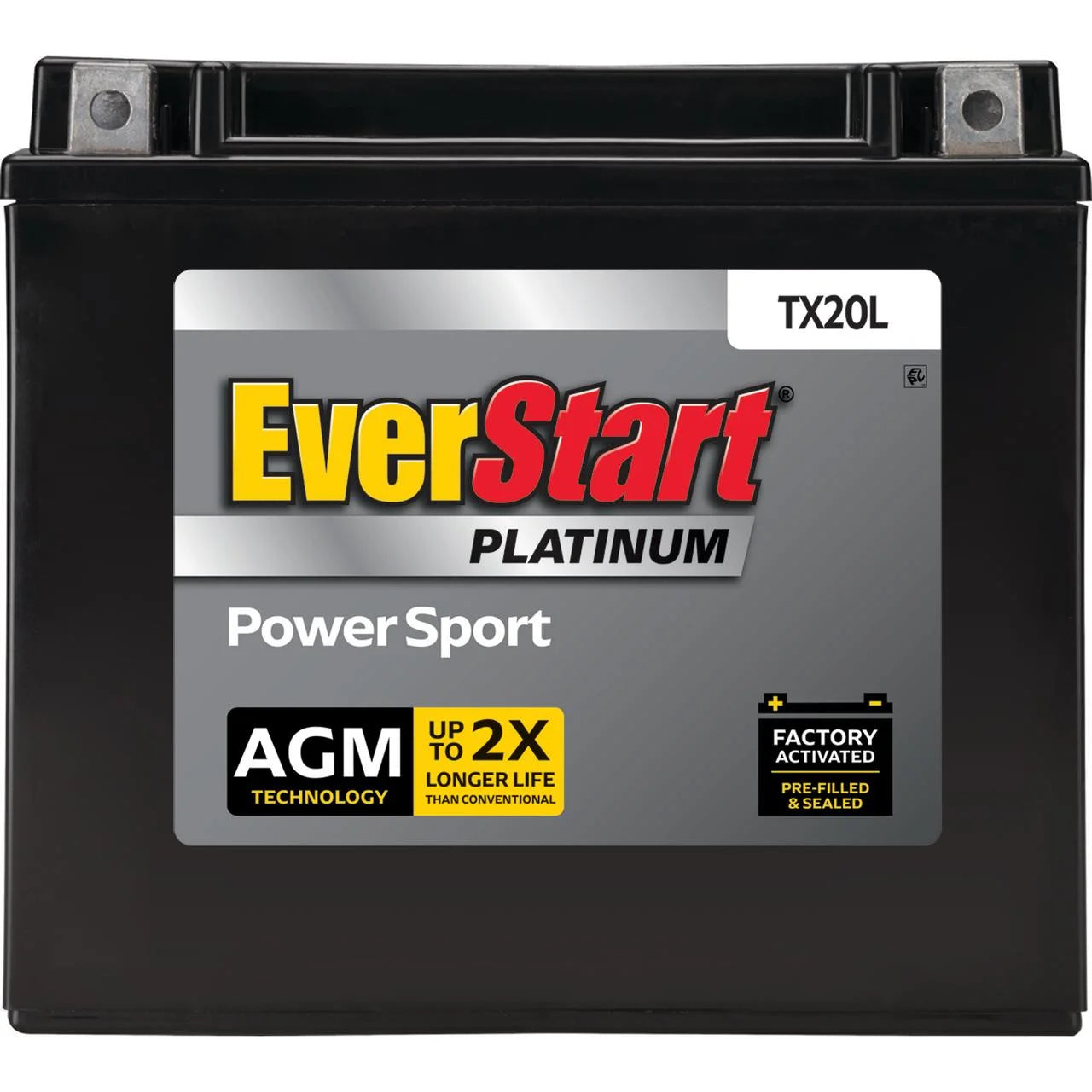 EverStart Platinum BOXED AGM Power Sport Battery. Group Size TX20L 12 Volt. 310 CCA