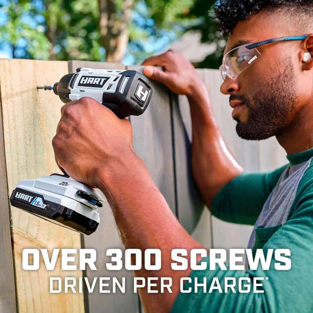 HART 20-Volt Cordless 1/4 Hex Chuck Impact Driver Kit. (2) 1.5Ah Lithium-Ion Batteries. Gen 2
