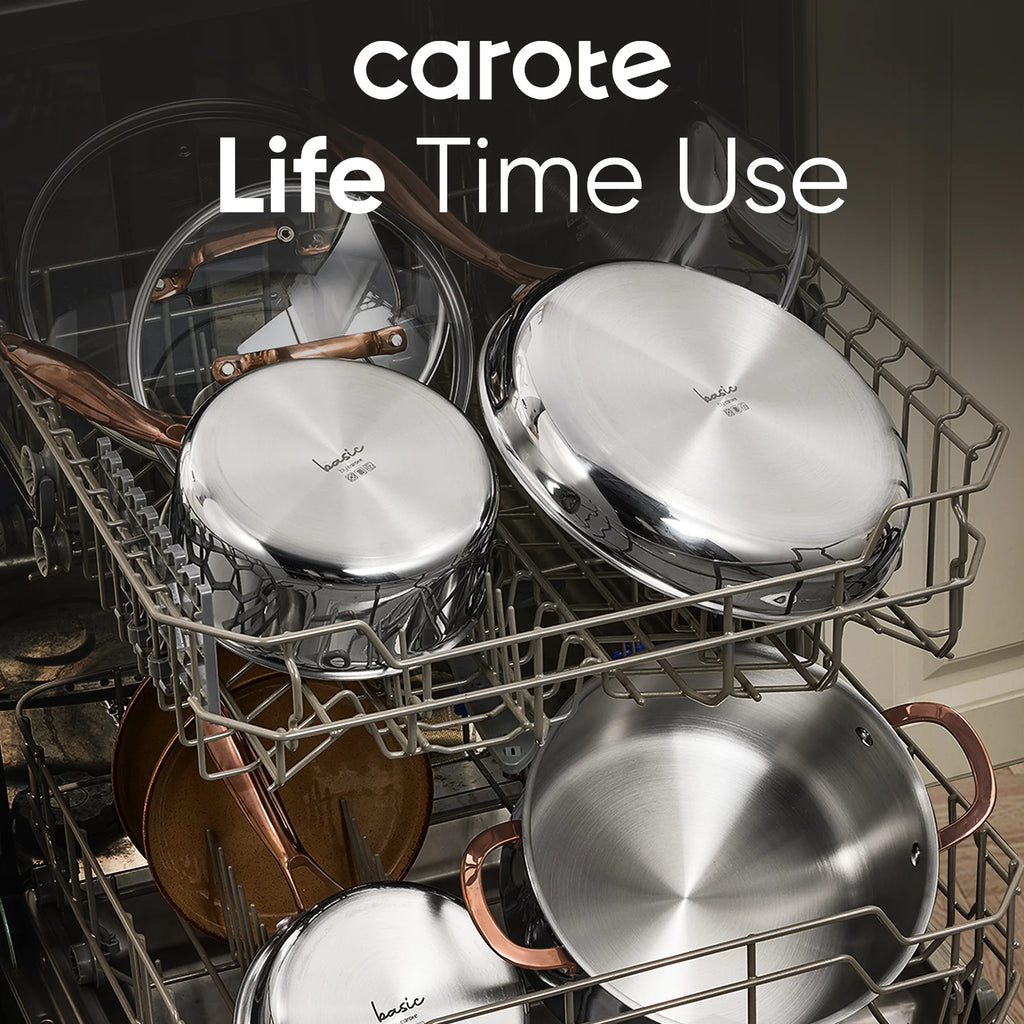 Carote 23-Piece Tri-Ply Stainless Steel Cookware Set with Lids. Nonstick Induction Compatible Pots & Pans Set. Oven Safe