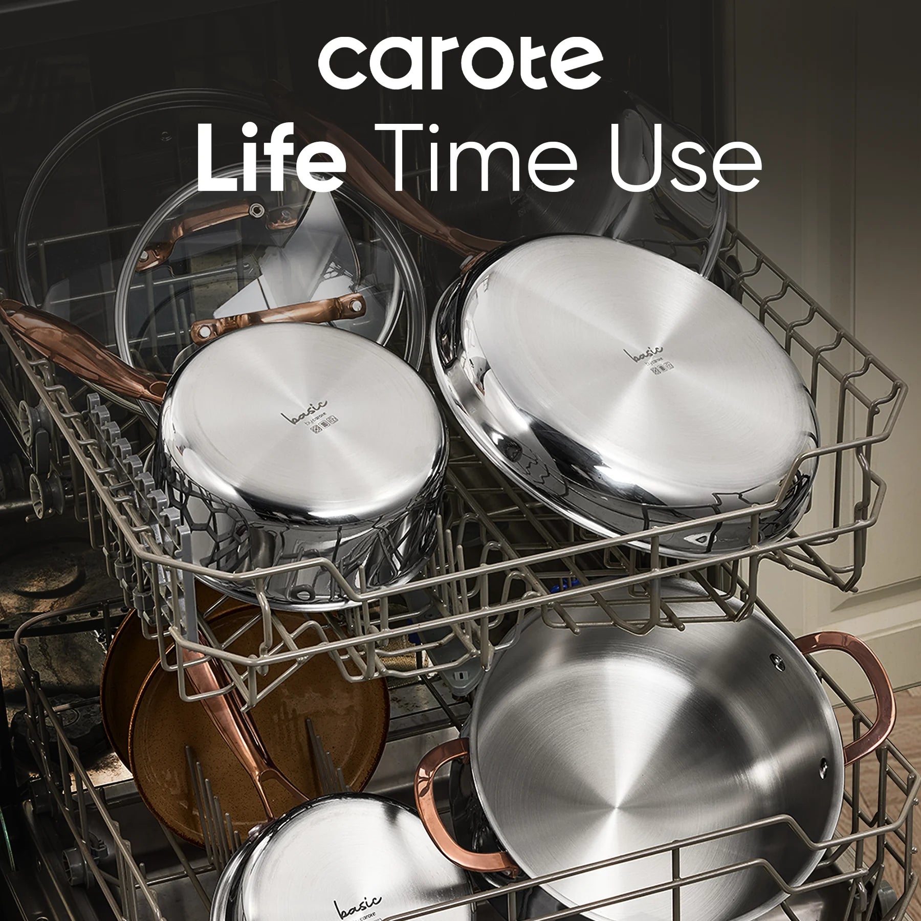 Carote 23-Piece Tri-Ply Stainless Steel Cookware Set with Lids. Nonstick Induction Compatible Pots & Pans Set. Oven Safe