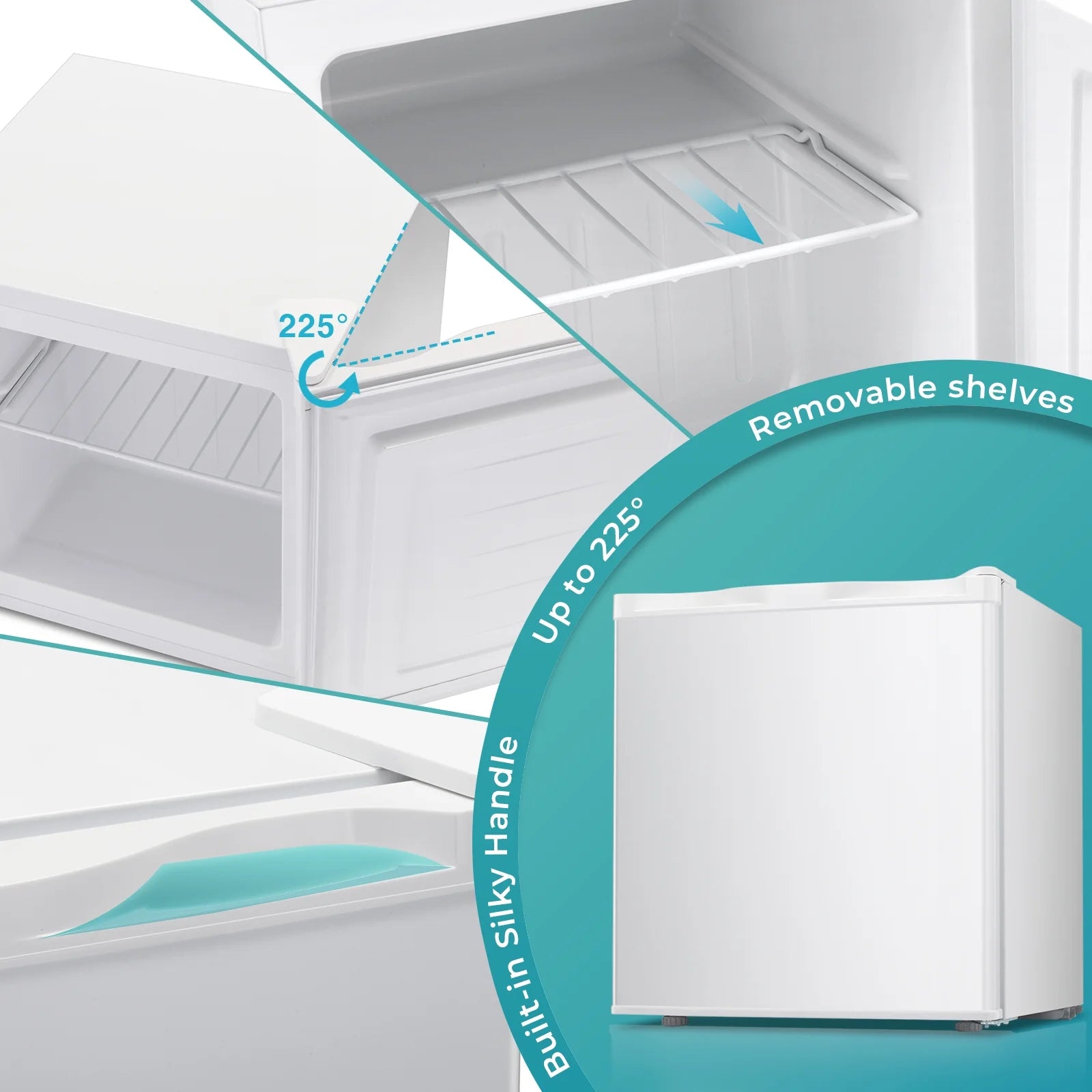 WAA Mini Freezer.1.1 Cu.ft Upright Freezer with Reversible Single Door.Removable Shelves.Small Freezer with Adjustable Thermostat for Home/Kitchen/Office (White)