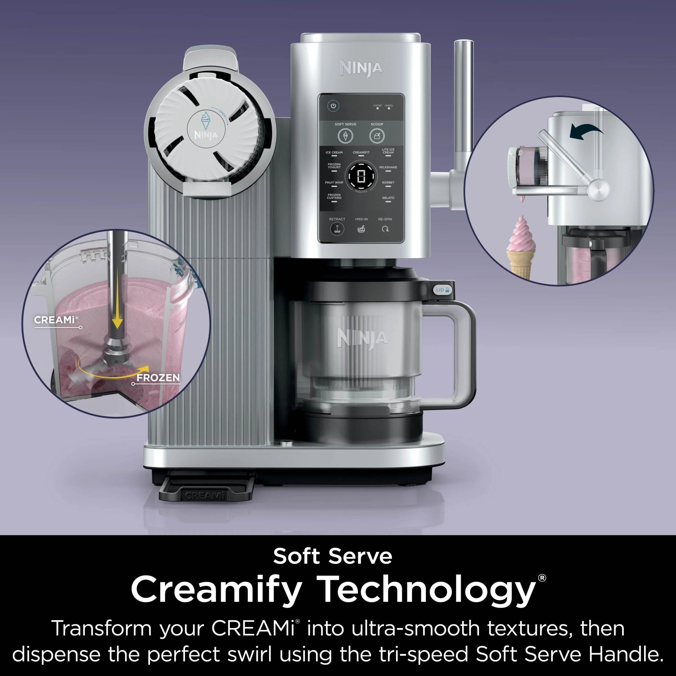Ninja Swirl? by CREAMi? Soft Serve and Ice Cream Maker. 13 One-Touch Programs. NC701