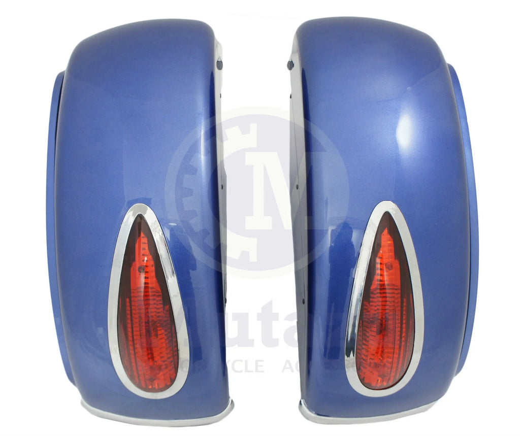 Mutazu Cobalt Blue MU Universal Motorcycle Hard Saddlebags fits most Cruisers