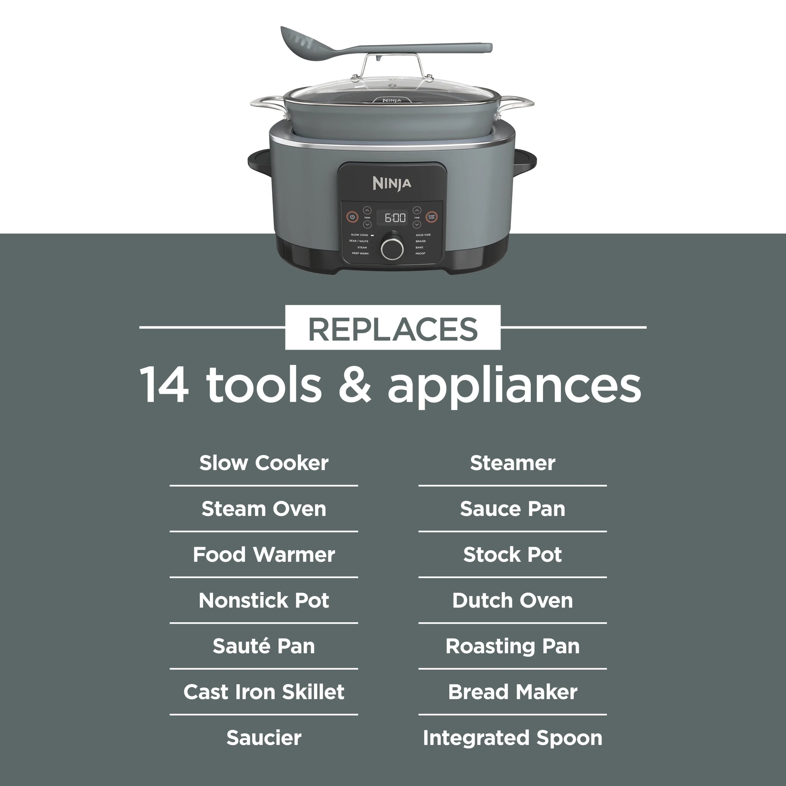 Ninja Foodi 8.5 Qt PossibleCooker PRO.Gray. MC1001