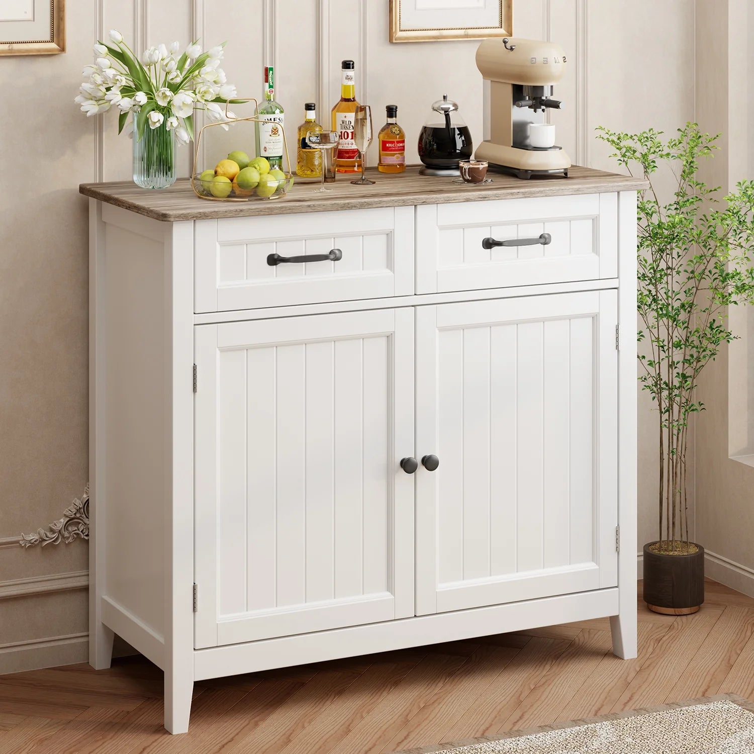 Coffee Bar. Lofka 42 Kitchen Storage Cabinet. Sideboard Buffet Cabinet with 8 Shelves. 1 Drawer