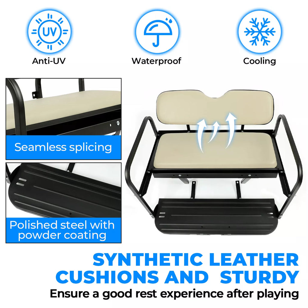 Kojem Back Rear Seat for 2007-2016 Yamaha Drive G29 Golf Cart Folding Back Seat Off White Powder Coated Rear Flip Seat