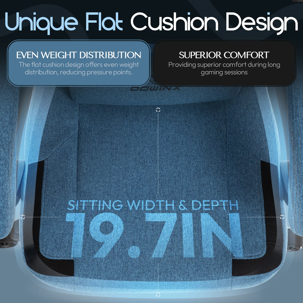 GOOSEA Fabric Gaming Chair with Pocket Spring Cushion. Breathable Computer Chair with Massage Lumbar Support and Footrest. High Back Office Chair for Adults. 300lbs. Grey