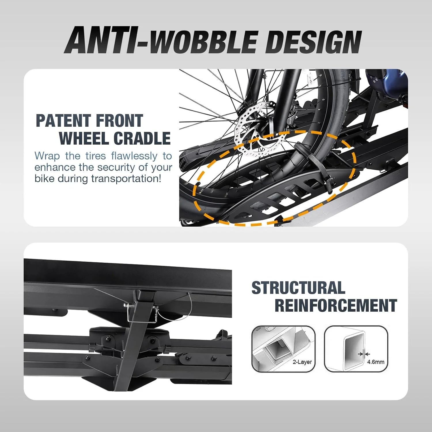 Young Electric Ebike Rack. 200lb Capacity. Alloy Steel Hitch Mount. Fits 5-Inch Fat Tire Bikes. 2-Inch Receiver