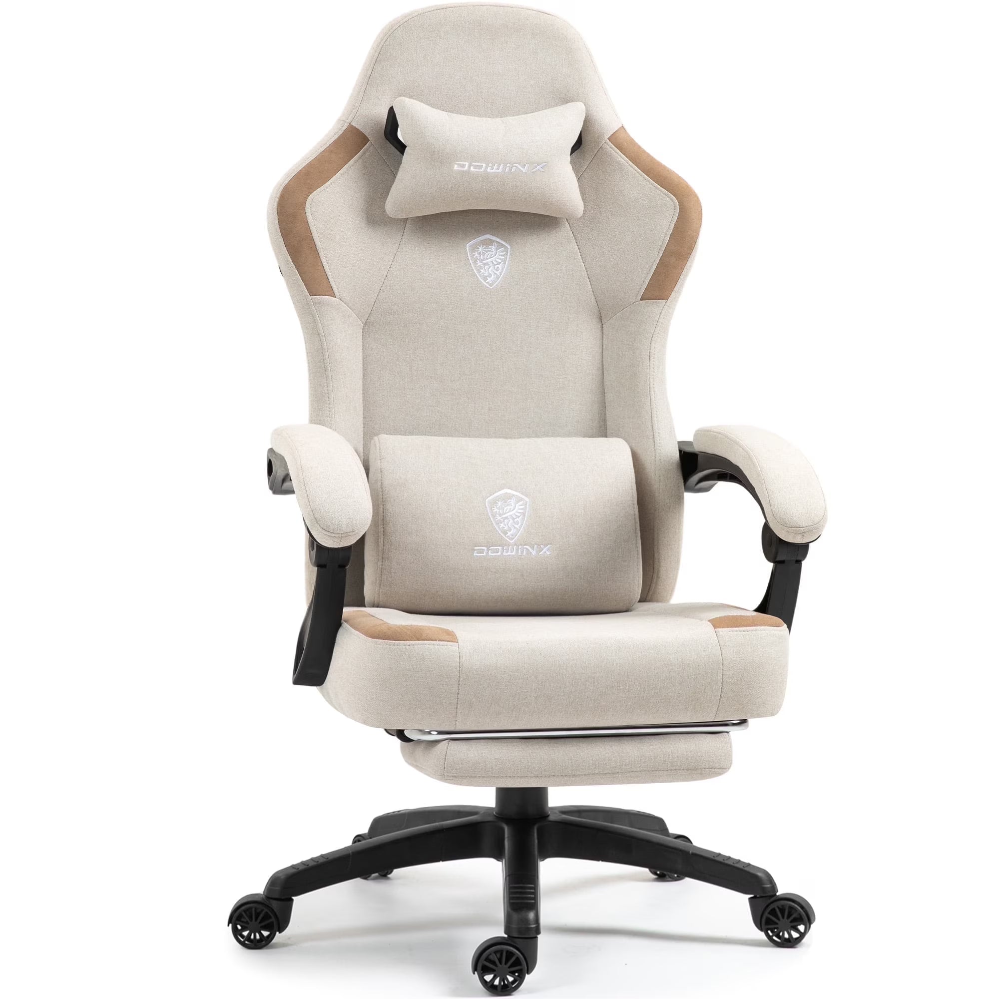 GOOSEA Fabric Gaming Chair with Pocket Spring Cushion. Breathable Computer Chair with Massage Lumbar Support and Footrest. High Back Office Chair for Adults. 300lbs. Grey