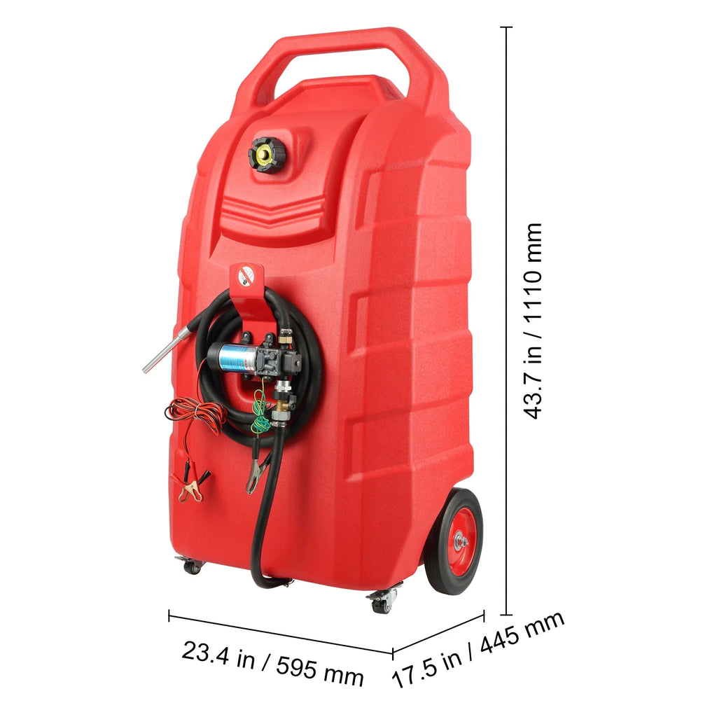 KFFKFF Fuel Carrier. 32 Gallon. Mobile Fuel Storage Unit On-Wheels. Equipped with 12V DC Transfer Pump. Gasoline Diesel Fuel Holder with 8.2 ft Hose. Flow Rate 7L/min. Suitable for Trucks. Boats