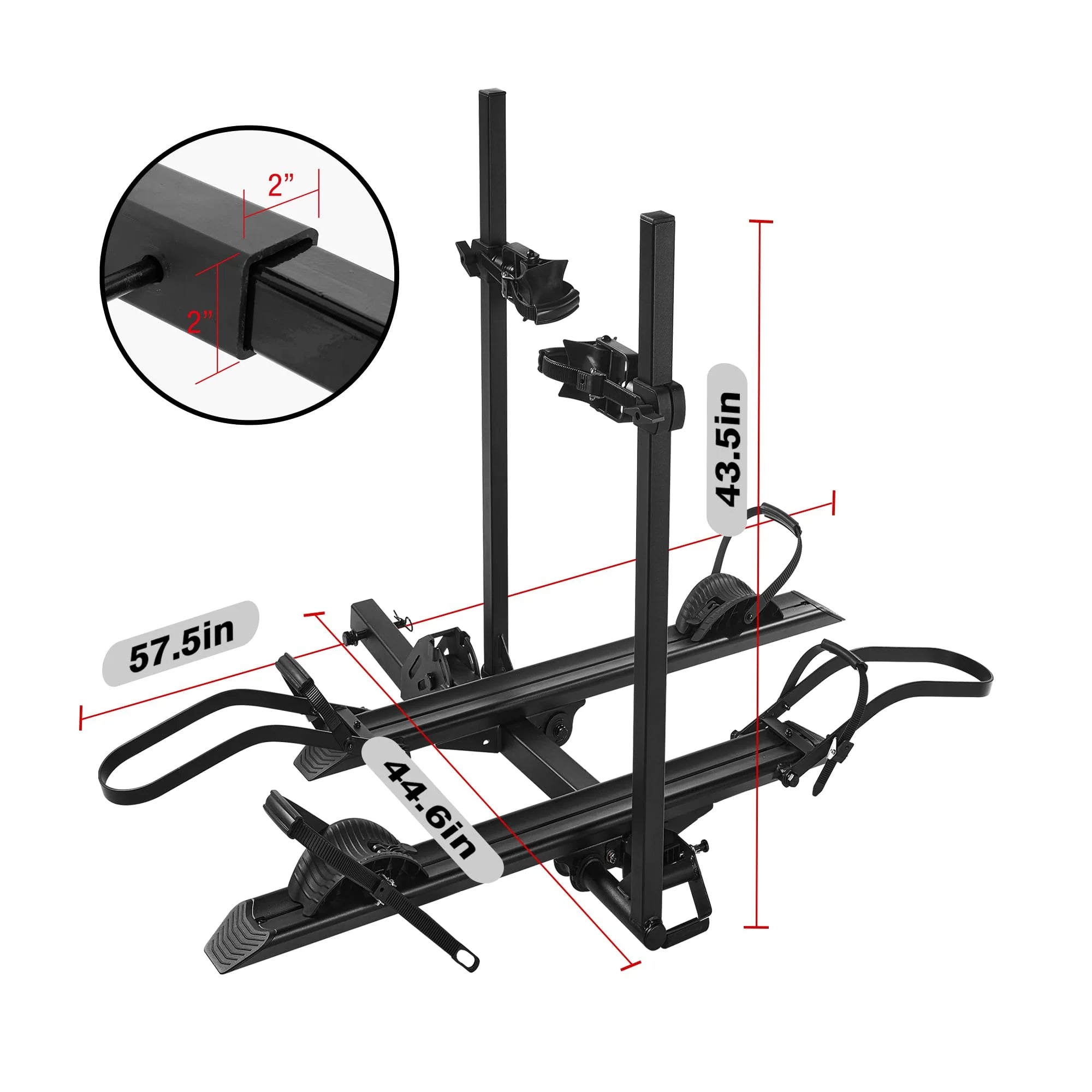 Young Electric Ebike Rack. 200lb Capacity. Alloy Steel Hitch Mount. Fits 5-Inch Fat Tire Bikes. 2-Inch Receiver