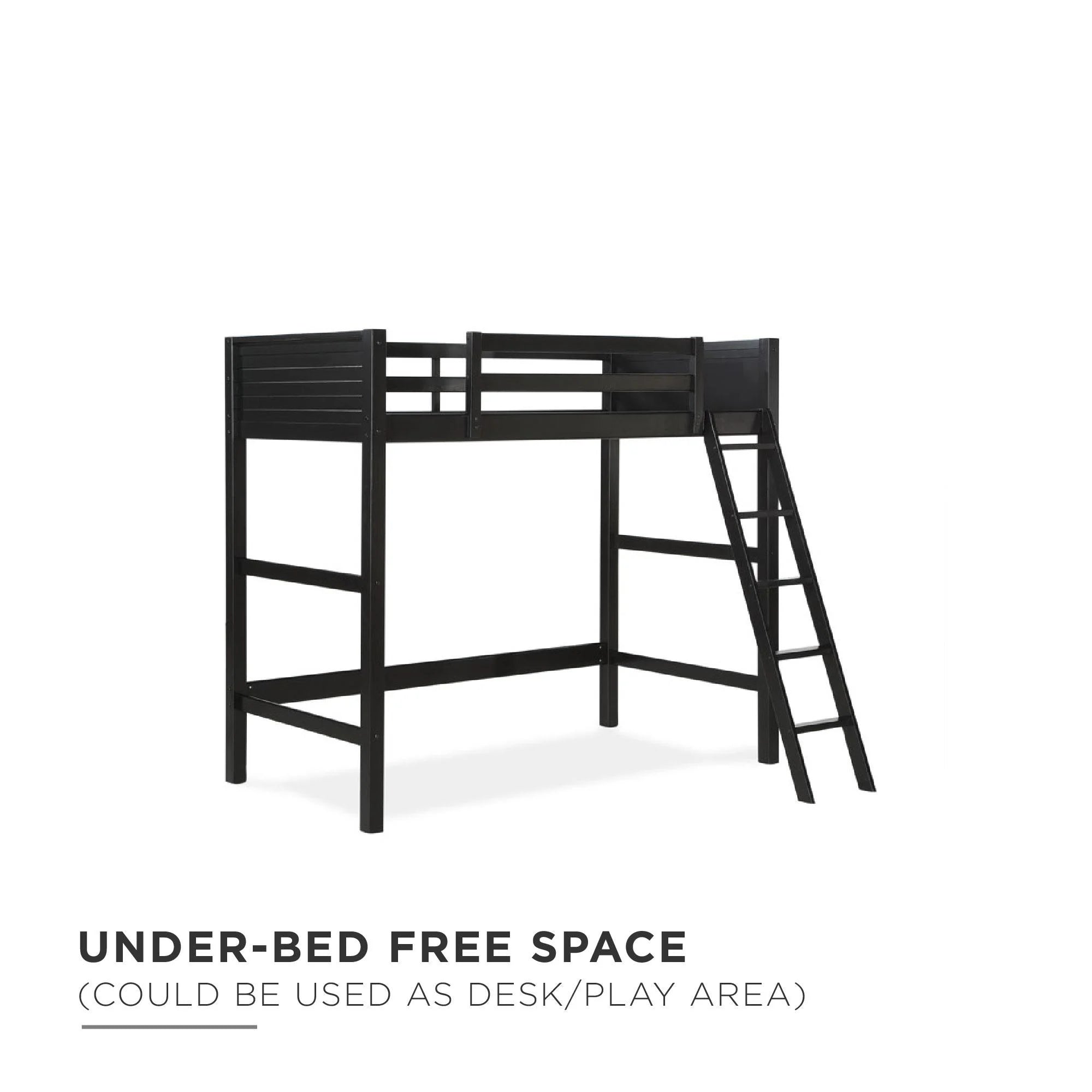 Your Zone Kiarah Twin Loft Bed with Ladder. White