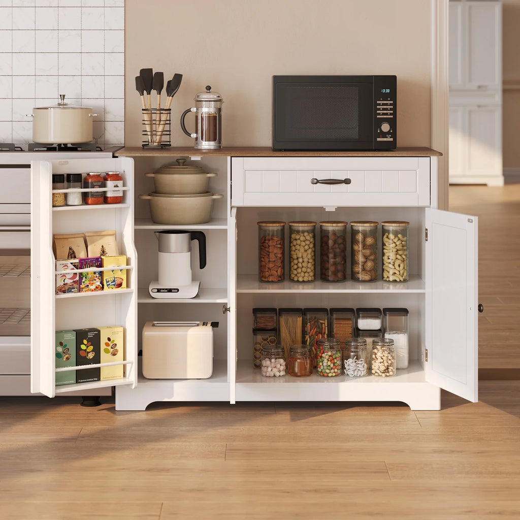 Coffee Bar. Lofka 42 Kitchen Storage Cabinet. Sideboard Buffet Cabinet with 8 Shelves. 1 Drawer