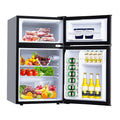 3.2 Cu. Ft Mini Fridge with Freezer. Small Refrigerators Double Door Stainless Steel. 5 Adjustable Thermostat Settings. Compact Internal Freezer with Crisper Drawer for Apartment Dorm. Silver