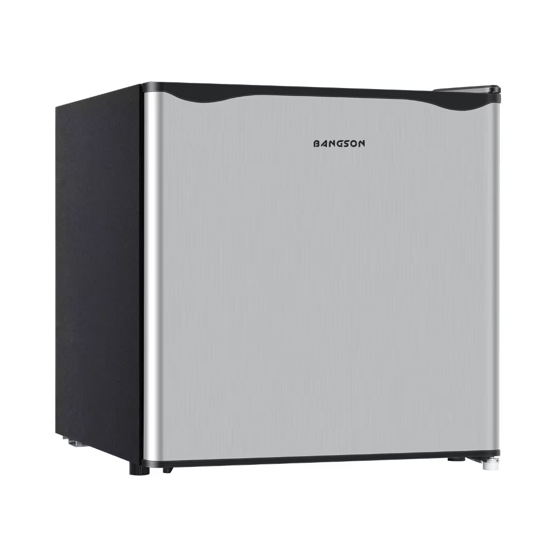 BANGSON Small Refrigerator.1.6 Cu.ft Mini Fridge with Freezer. Single Door. Silver