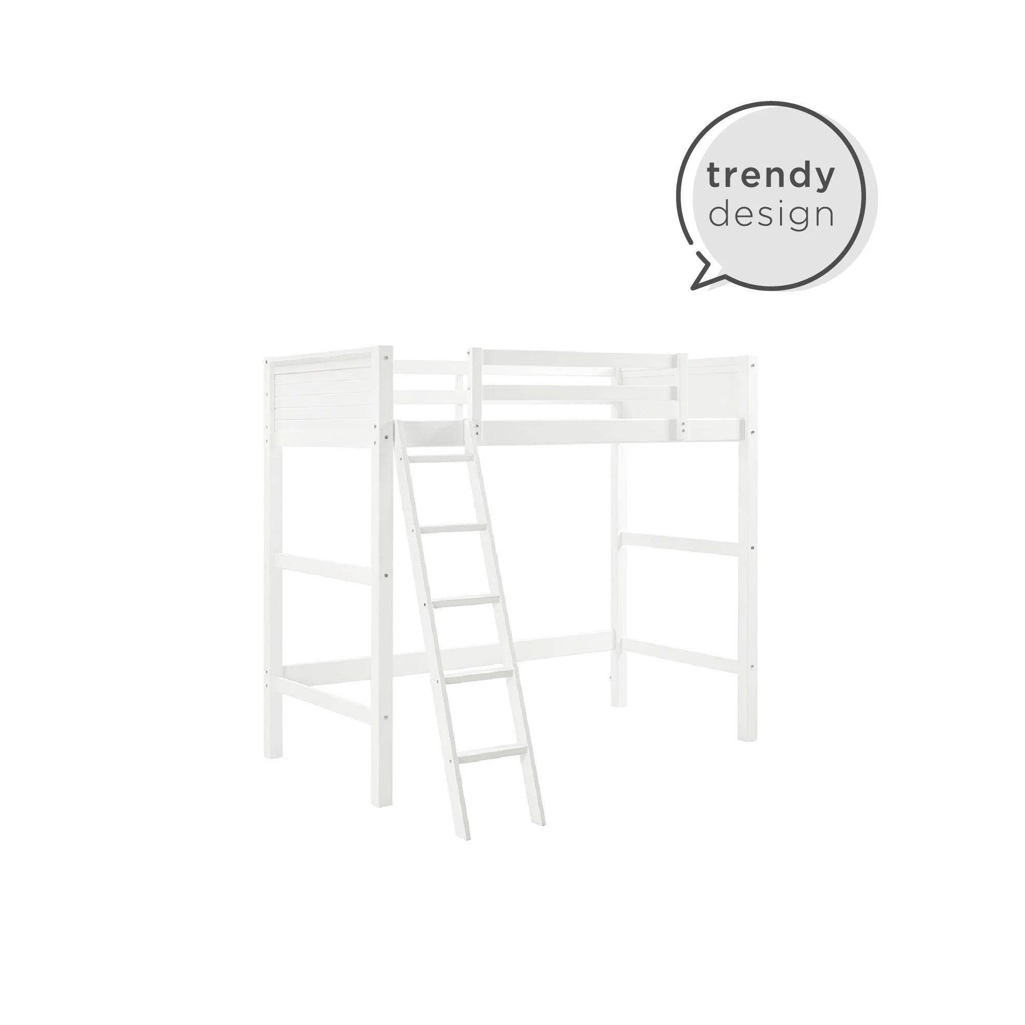Your Zone Kiarah Twin Loft Bed with Ladder. White