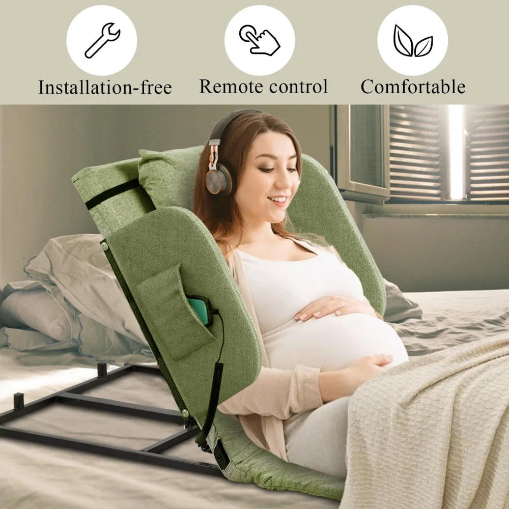Adjustable Power Lifting Bed Backrest for Elderly Patient Injured. Sit-up Back Rest Chair for Neck Lumbar Back Support. Electric Lifting Backrest for Bed (Gray)