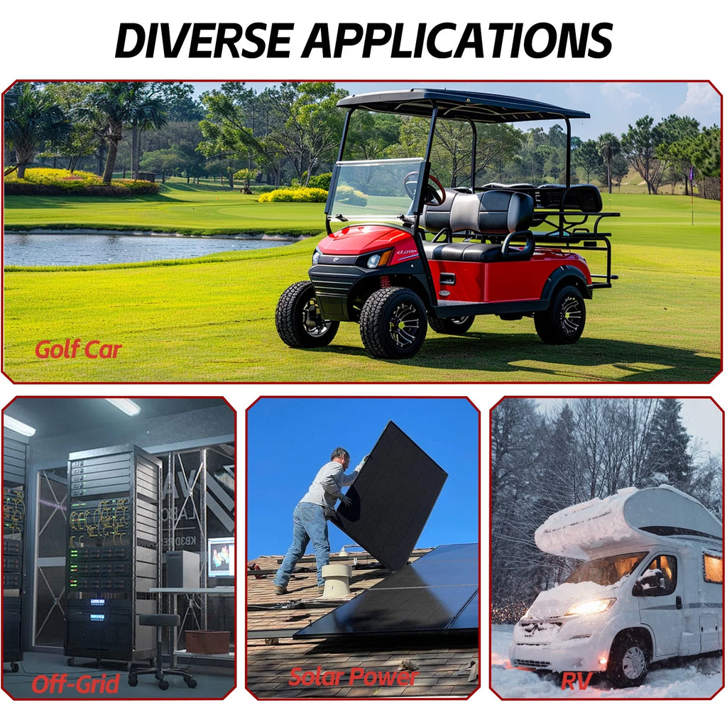 48V 100Ah LiFePO4 Lithium Battery.200A BMS.10000+ Deep Cycle Lithium Iron Phosphate Battery Great for Golf Cart. RV. Marine and Off Grid Applications