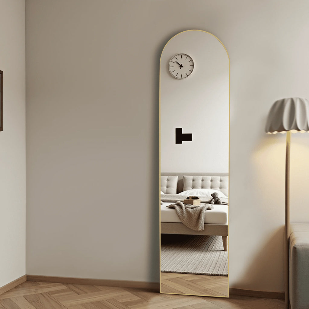 MAYEERTY 57*20in Arched Full Length Mirror Freestanding Body Dressing Mirror. Aluminium Alloy Framed. Arched