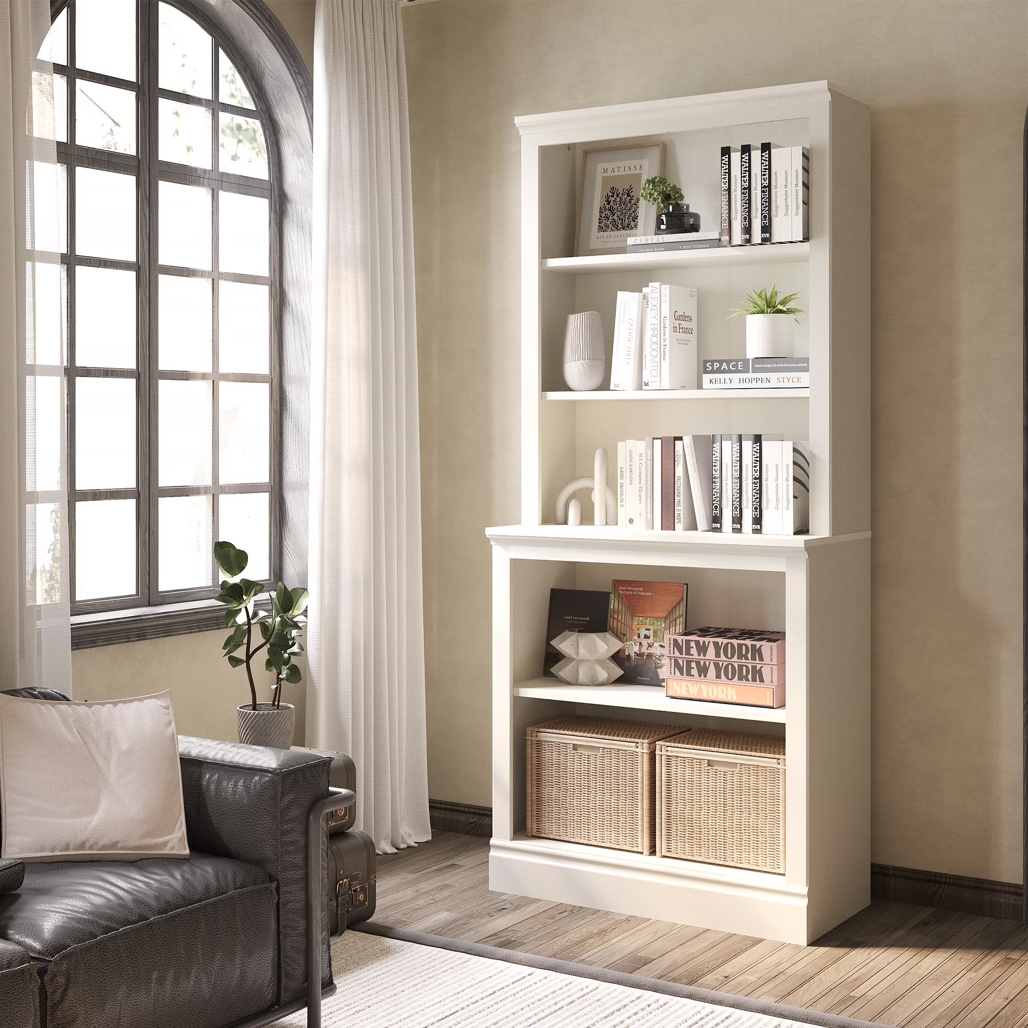 Bevfint 72 Tall Bookcase. White Large Floor Standing Bookshelf. 5 Tier Shelves Open Storage Organizer. Book Case for Living Room Hallway Kitchen Home Office Bedroom. White - 5 Tier