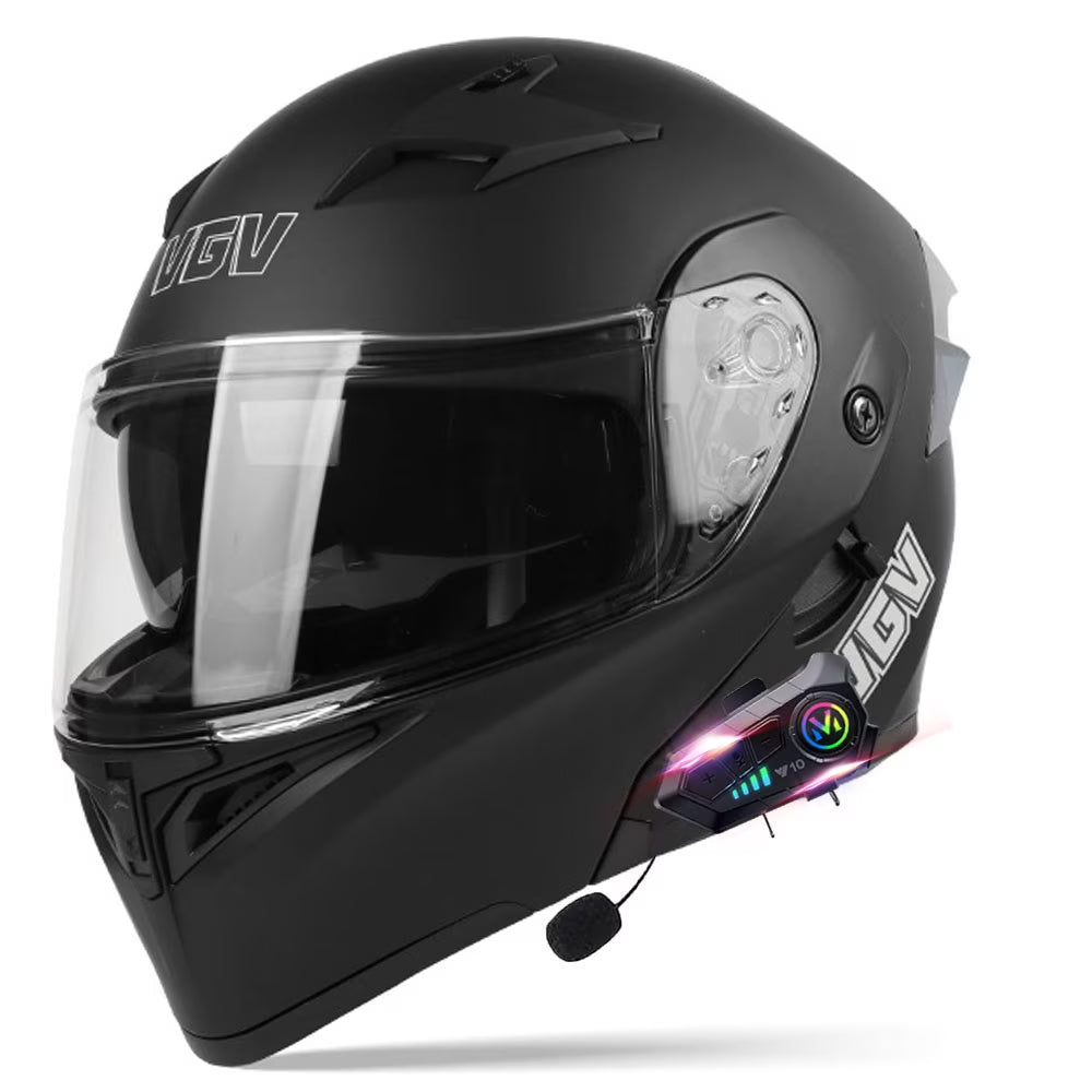 Bluetooth Modular Motorcycle Helmets for Adults Motorbike DOT Approved. Full Face Flip up Anti-Fog Helmet Built-in Dual Speaker with Microphone for Men and Women