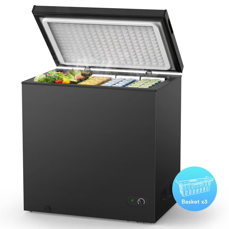 KNDKO 7.0 cu.ft. Chest Freezer with Adjustable Temperature. Free Standing Top Open Door Compact Freezer with Removable Basket for Kitchen/Home/Bar/Garage/Office